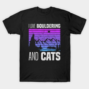 I Love Bouldering And Cats, Cat Owners And Rock Climbing Lovers T-Shirt